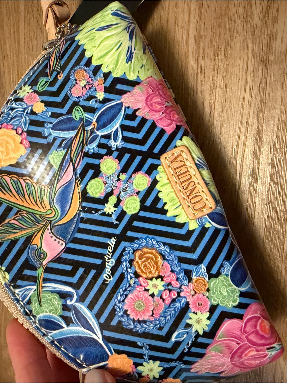 Consuela Shimmer Lined Cosmetic Pouch - hummingbird pattern - Picture 2 of 3
